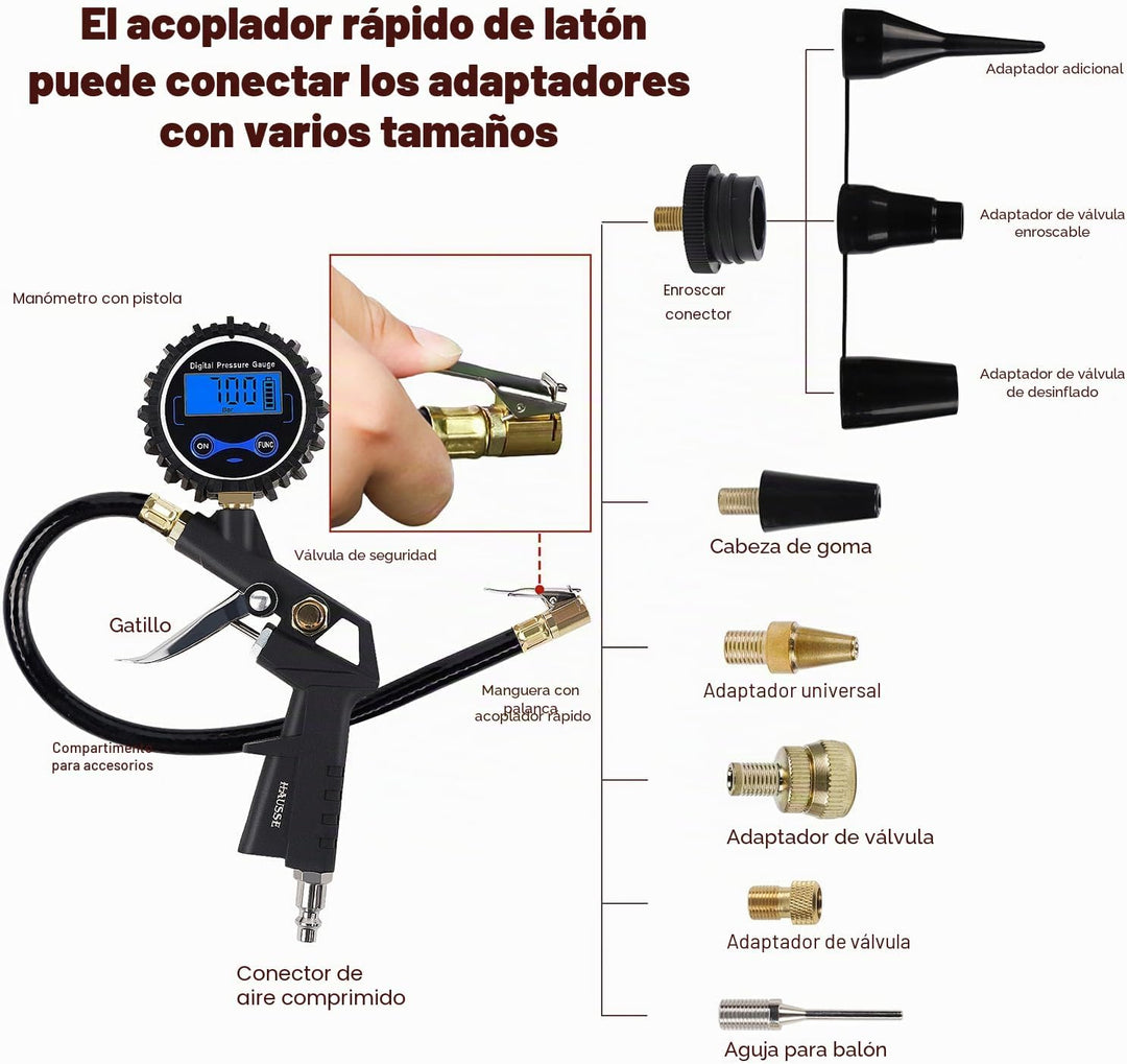 Hausse Kit de accesorios para compresor de alta resistencia, medido...