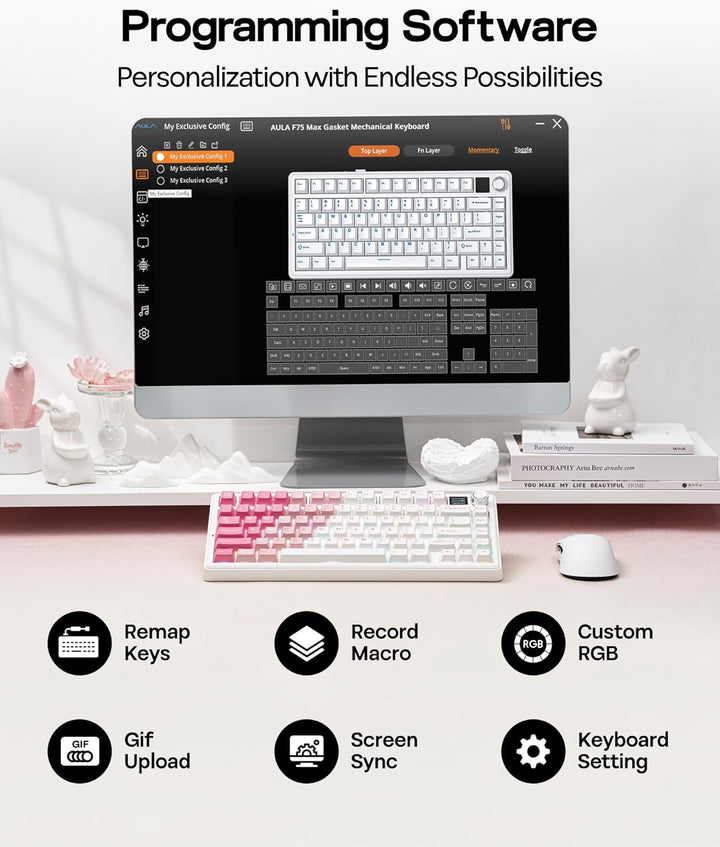 EPOMAKER X Aula F75 MAX Teclado mecánico inalámbrico con pantalla T...