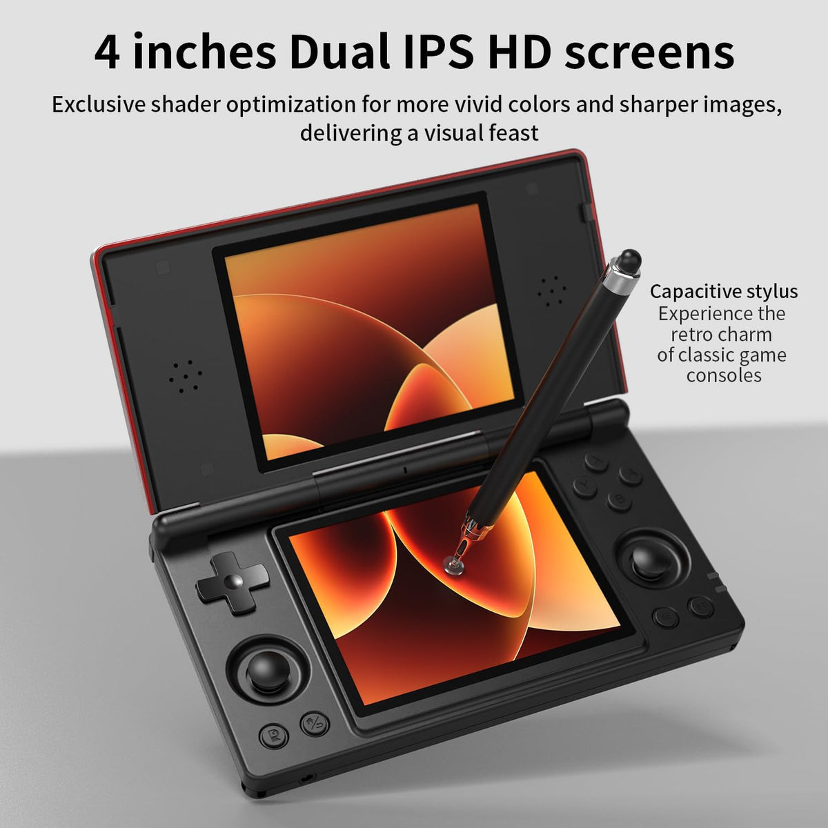 Consola de juego portátil plegable RG DS RK3568 Anbernic Sistema Android 14 Joystick para dos jugadores Superior e Inferior Pantalla dual de 4 pulgadas OCA Pantalla táctil completa 4000mAh 3 + 32GB