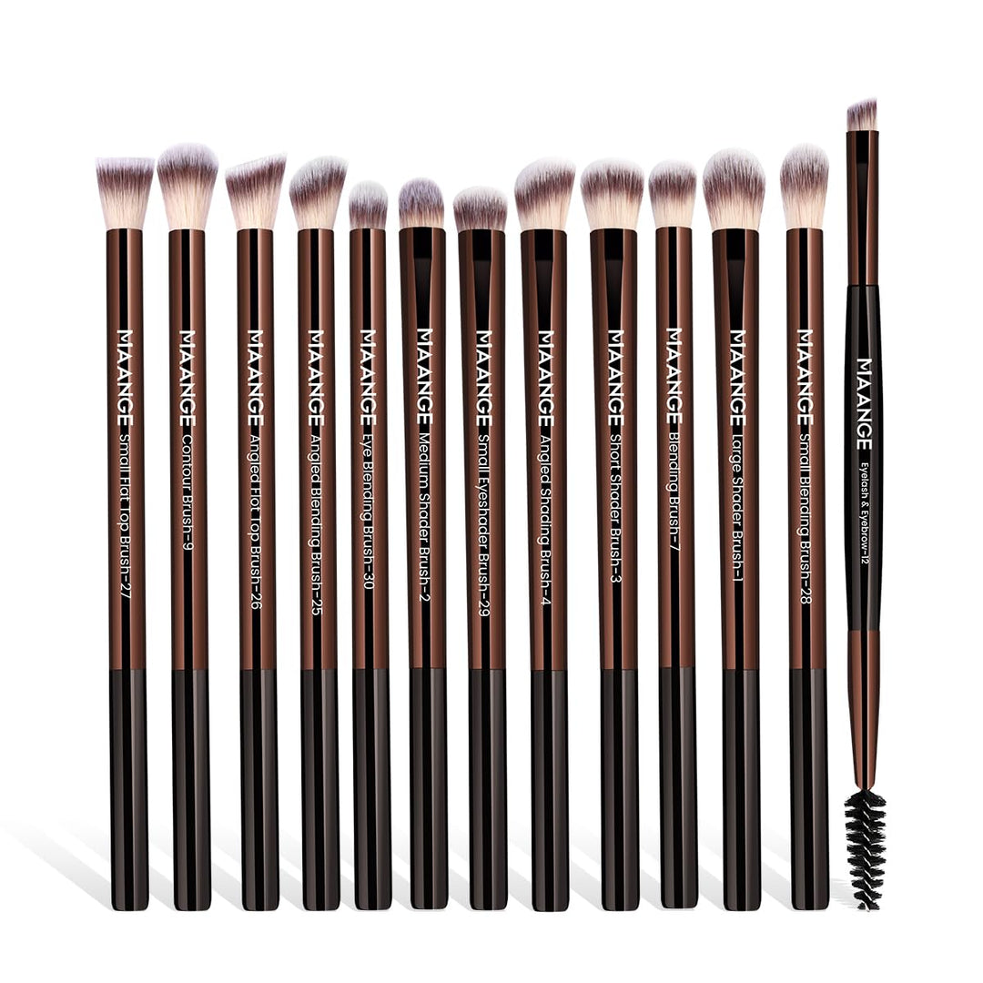 MAANGE 13 Brochas de Maquillaje con Bolsa, Juego de Brochas de Maqu...