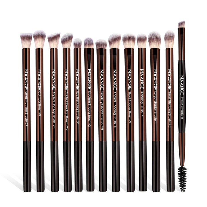 MAANGE 13 Brochas de Maquillaje con Bolsa, Juego de Brochas de Maqu...
