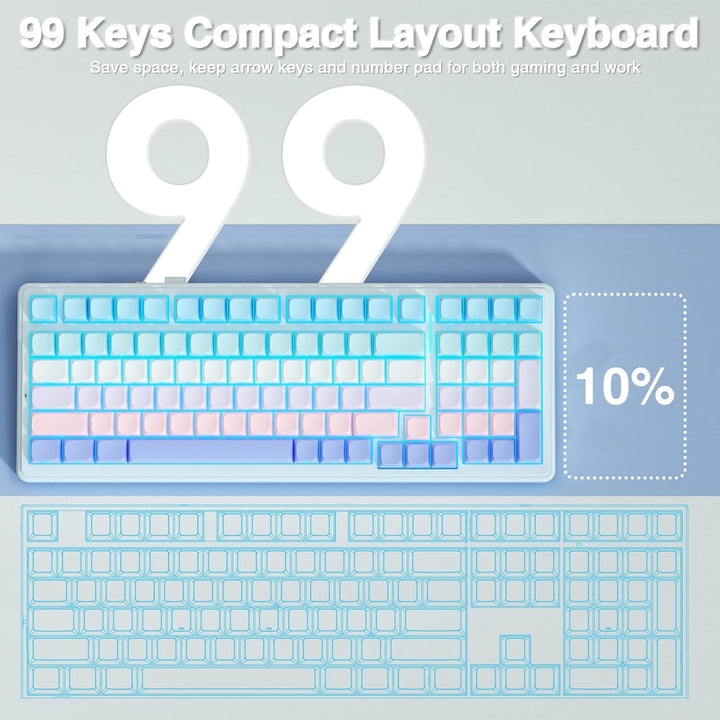 AULA Teclado mecánico inalámbrico F99, triple modo (BT5.0\/2.4GHz\/...