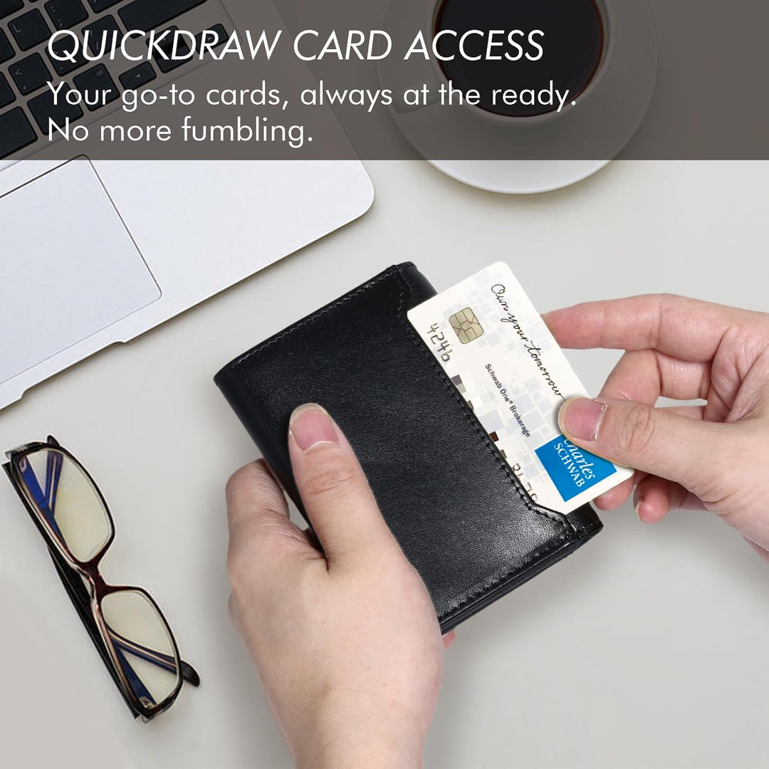 Pefiam Billetera de cuero triple para hombre con bloqueo RFID, cart...
