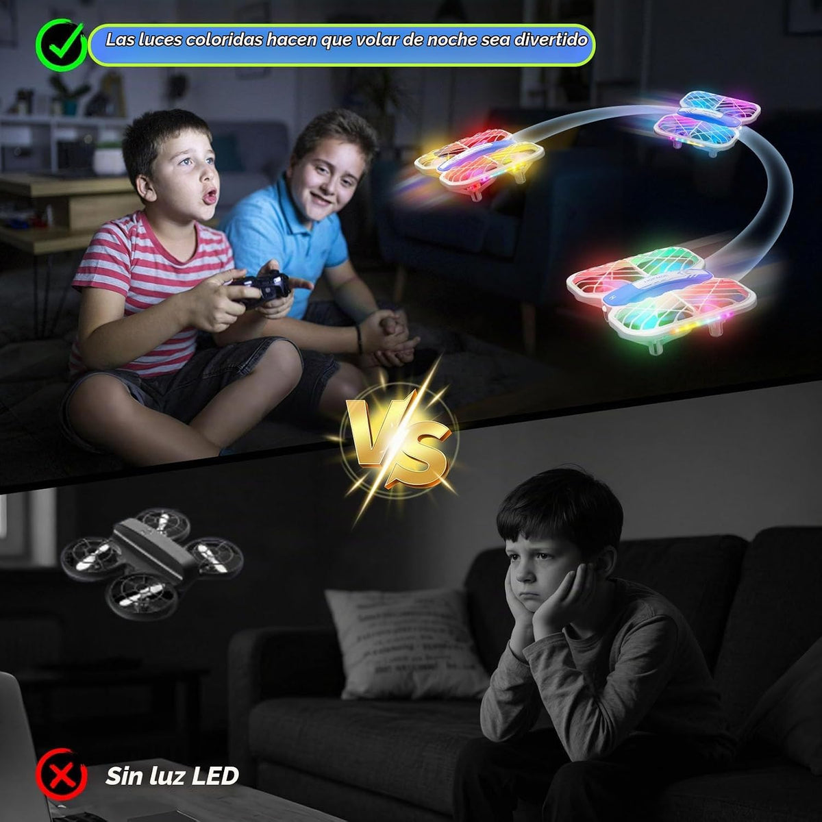 HOFMOC - Mini dron para niños, 5 modos de luz, protectores de hélice
