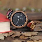 BOBO BIRD Relojes de madera coloridos relojes de pulsera de madera para semana y fecha, multifunción, hecho a mano, reloj de cuarzo, cronógrafo deportivo, reloj de pulsera único para hombres y mujeres