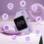 Relojes para niños y niñas, reloj deportivo digital con contador de pasos, podómetro, alarma de vibración, sin aplicación, impermeable, rastreador de fitness, reloj para niños, niñas, adolescentes