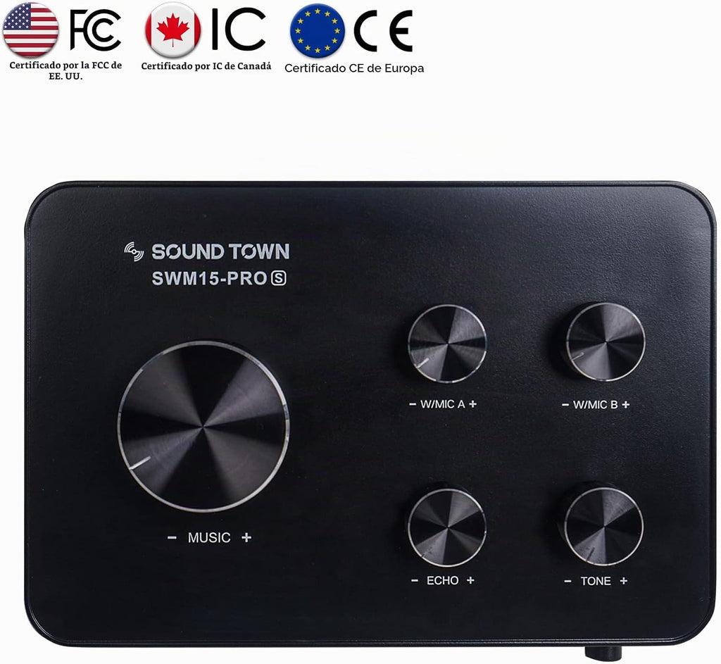 Sound Town Sistema mezclador de karaoke con micrófono inalámbrico de 16 canales, compatible con HD ARC, óptico (Toslink), Smart TV, caja de medios, PC, Bluetooth, barra de sonido, receptor, AUX (SWM15