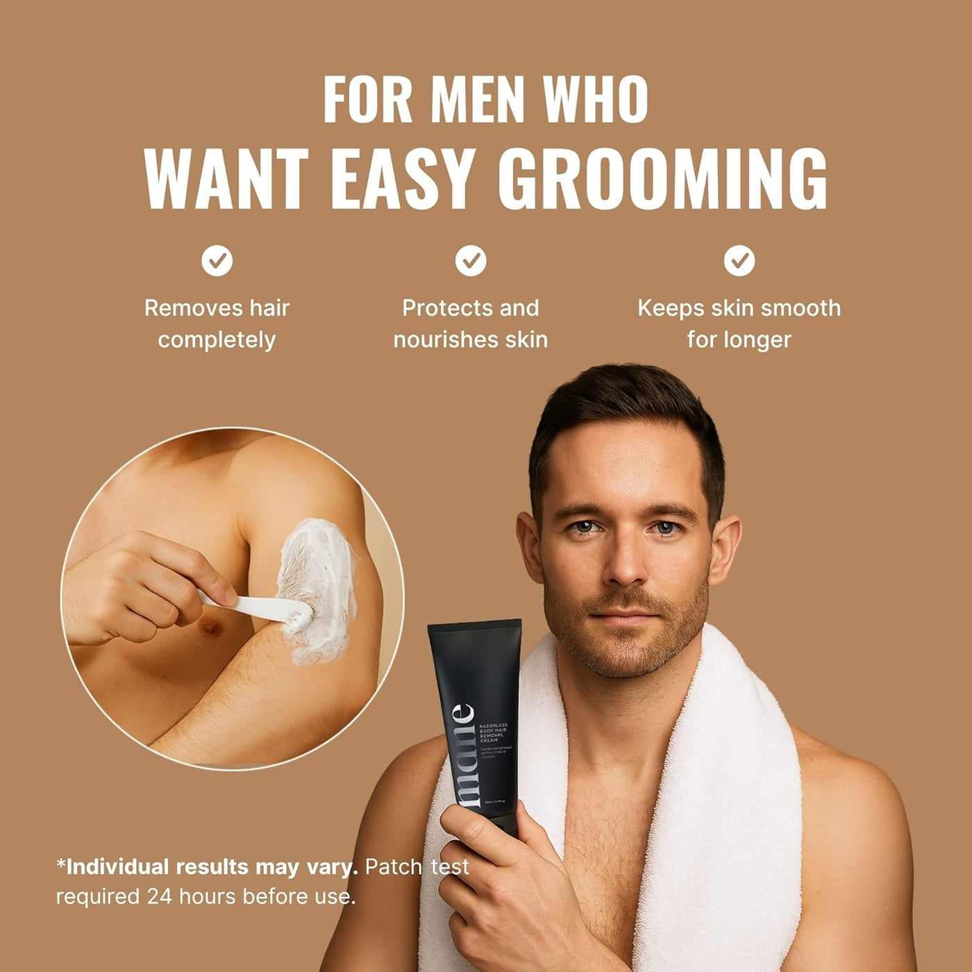 Superior Mane Crema depilatoria sin afeitar para hombres, depilació...
