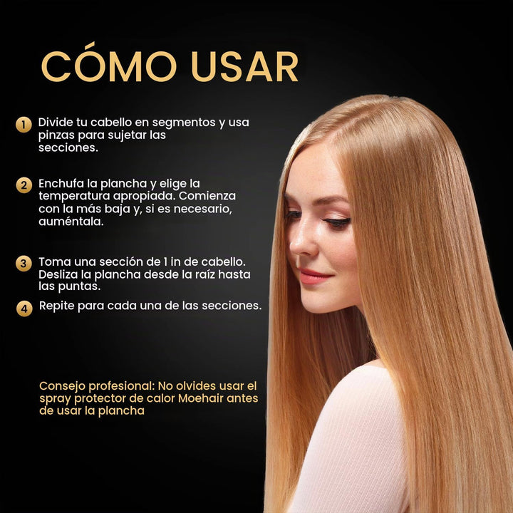 MOEHAIR Plancha de pelo profesional iónica de titanio para alisar,...