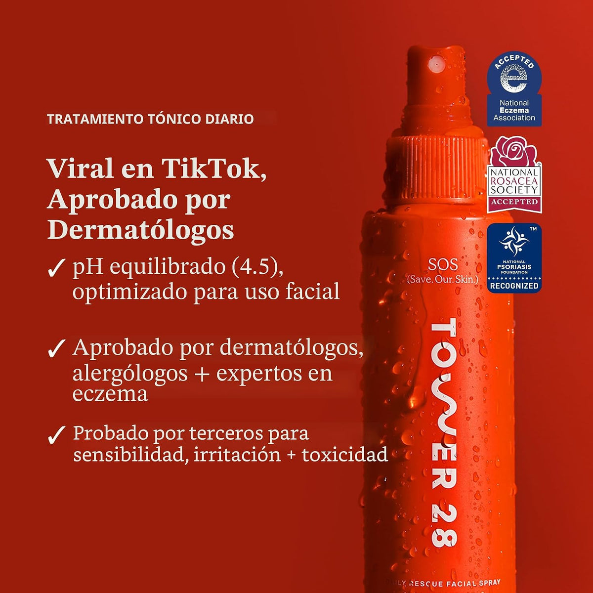 Tower 28 Beauty SOS Daily Rescue Spray facial Jumbo Recambio 16 oz...