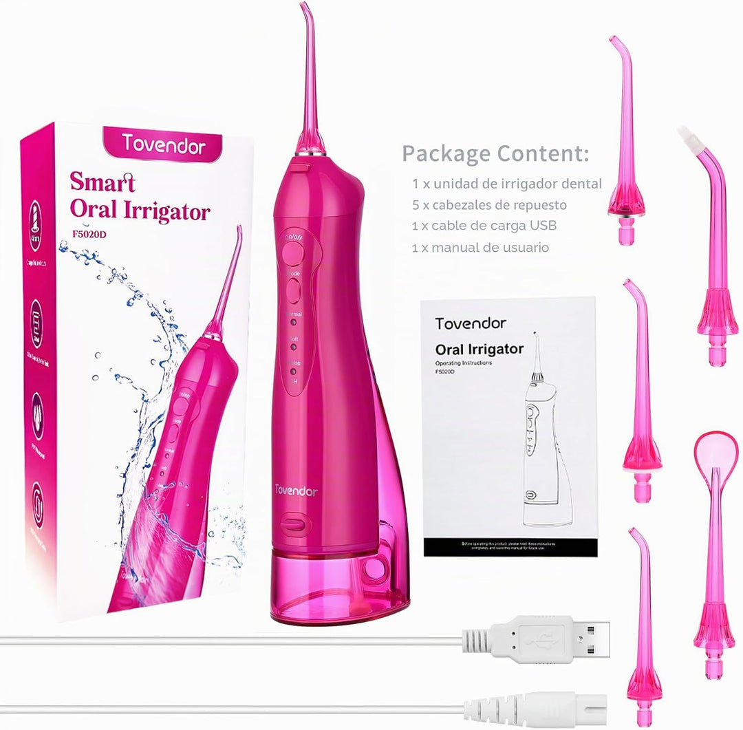 TOVENDOR Irrigador dental eléctrico de agua, hilo dental inalámbric...