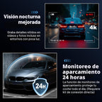 Dash Cam, cámara frontal y trasera 4K+2K Full HD para automóvil con 5G WiFi integrado, pantalla IPS de 3.0 pulgadas, incluye tarjeta de 64 GB, visión nocturna, grabación en bucle