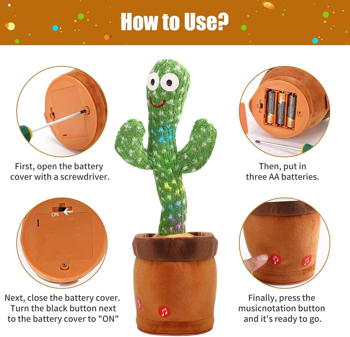 MILEGI Juguete de cactus que habla bailando para bebés de 6 a 12 me...