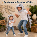 Disfraz de esqueleto de dinosaurio, juguetes de peluche de espinosaurio 3D con calavera y columna vertebral, cosplay de Halloween y disfraz de fiesta