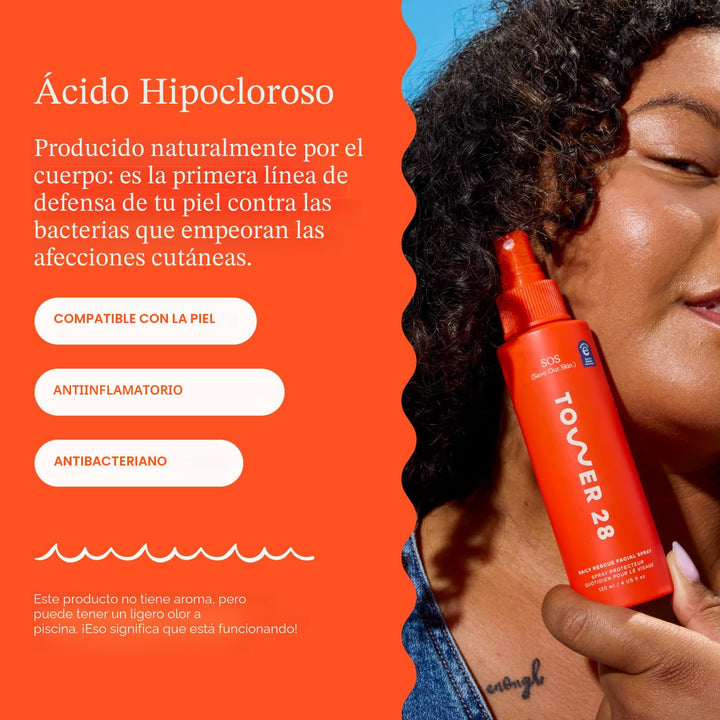 Tower 28 SOS Daily Rescue Spray Facial para Piel Sensible, Spray de...