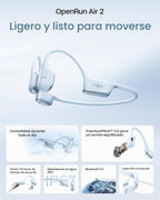 SHOKZ OpenRun Air 2 - Auriculares Bluetooth con conducción ósea, color azul
