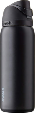 Owala FreeSip - Botella de agua aislada de acero inoxidable con popote, botella de agua deportiva sin BPA, ideal para viajes, 32 onzas, muy, muy oscura
