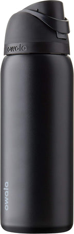 Owala FreeSip - Botella de agua aislada de acero inoxidable con popote, botella de agua deportiva sin BPA, ideal para viajes, 32 onzas, muy, muy oscura