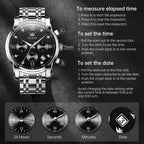 OLEVS Relojes para Hombre de Lujo a prueba de agua Lúminosos de lectura fácil Cronógrafo Con Esmalte Dorado Completo / Blanco Dial / Cara Negra Calendario Pulsera Relojes