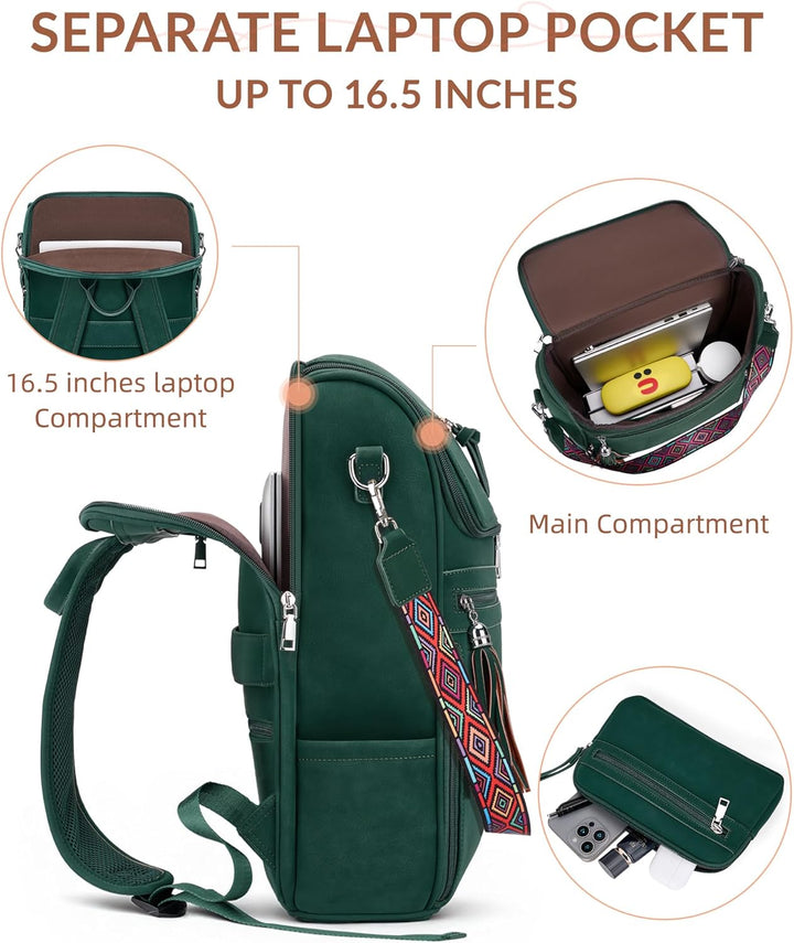 Mochila de cuero para laptop SYTRAH para mujer, bolso de diseñador...
