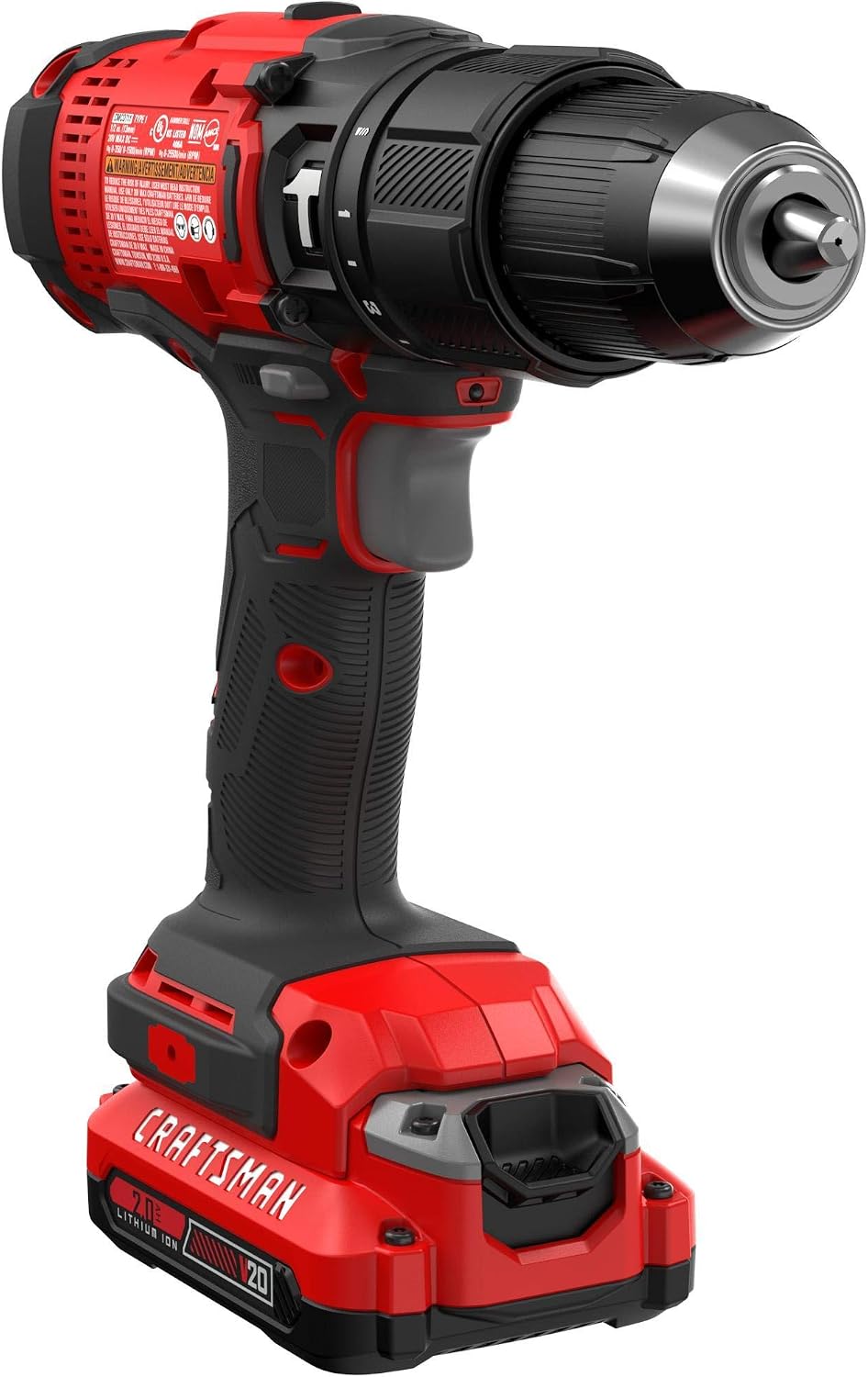 CRAFTSMAN V20 Kit de taladro de martillo inalámbrico, 1/2 pulgada, 2 baterías y cargador incluidos (CMCD711C2)