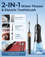 Cepillo de dientes eléctrico con hilo dental de agua para dientes,...