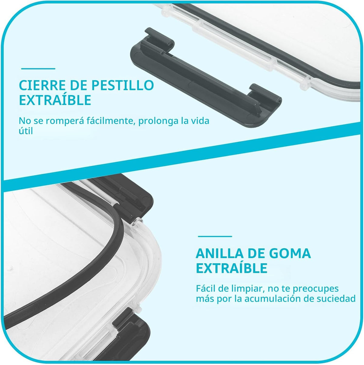 Skroam Paquete de 10 recipientes de vidrio para preparación de comidas, recipientes herméticos de vidrio de 22 onzas con tapas, recipientes de almacenamiento de cocina para almuerzo