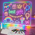 Tablero de notas LED con colores, tableta de dibujo de 16 pulgadas, 6 modos y 8 colores iluminados, juguete para niños con 13 efectos de luz, regalos de cumpleaños para niñas y niños a