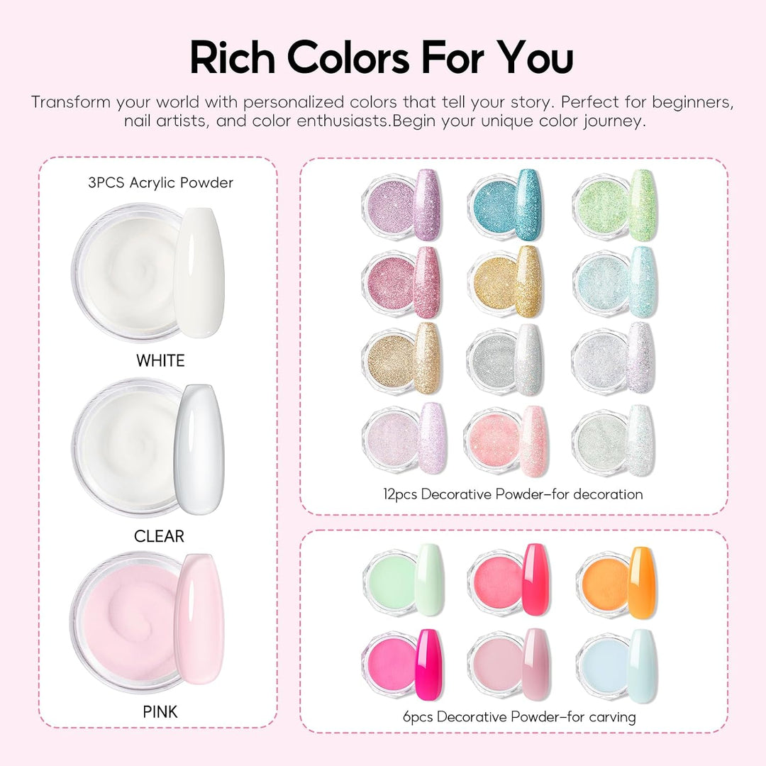 Kit de uñas acrílicas para principiantes con todo incluido, juego d...