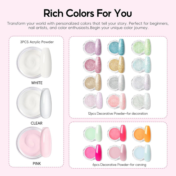 Kit de uñas acrílicas para principiantes con todo incluido, juego d...