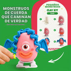 Kit de arcilla seca al aire para niños, juego de escultura de arcilla mágica de 12 monstruos, regalos de fiesta de bricolaje para niños de 4 a 12 años, ultraligero y suave, seguro y antiadherente con
