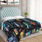 Manta con temática de trenes, 127 x 102 cm de franela, linda manta de trenes rellena, manta suave para siesta, mantas para la casa para niños, niñas, mujeres, amantes de los trenes