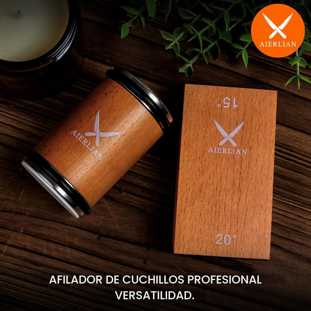 Herramienta de afilador de cuchillos, kit de afilador de cuchillos rodantes, afilado de cuchillos con diamantes y cerámica para acero de cualquier dureza, afilador de cuchillos de cocina con ángulo magnético de 15 y 20 grados (marrón)