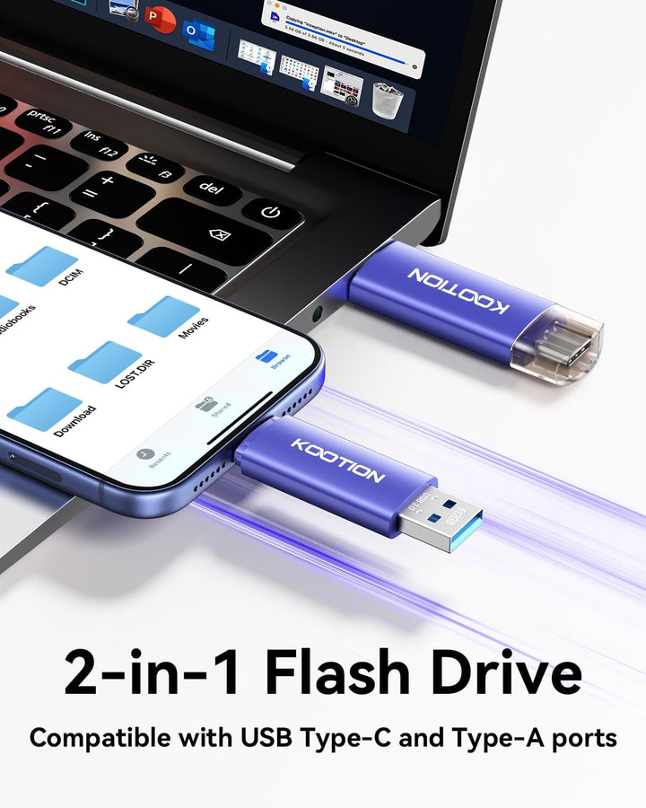 KOOTION - Unidad flash USB C de 512 GB, unidad flash tipo C 2 en 1...
