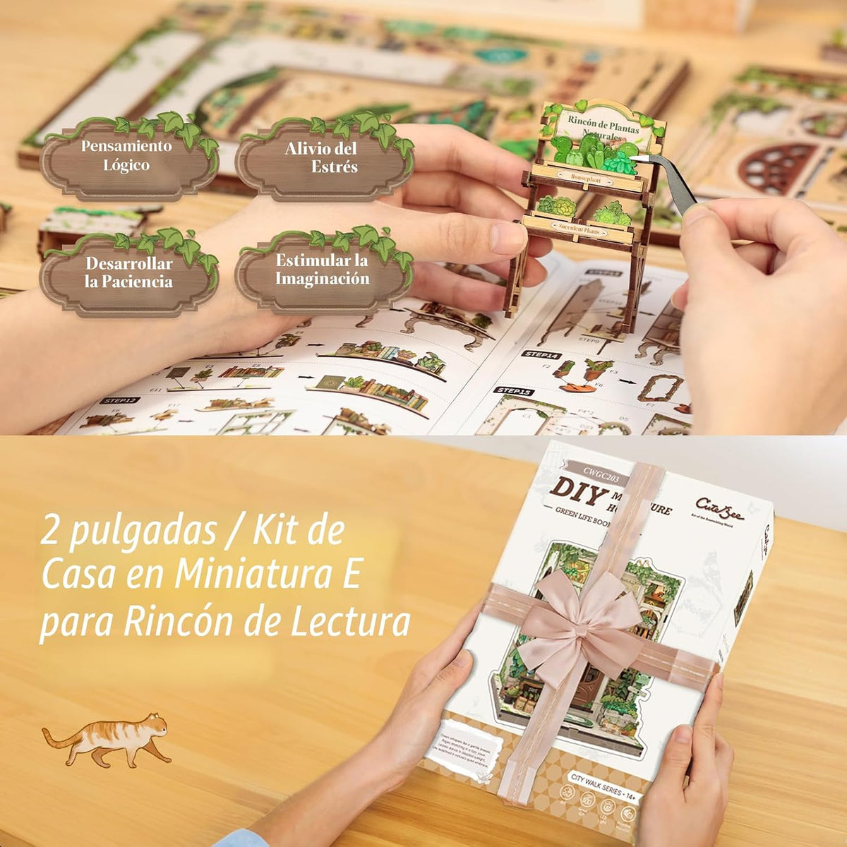 CUTEBEE Book Nook Kit - DIY Miniature House Dollhouse Kit para Adults