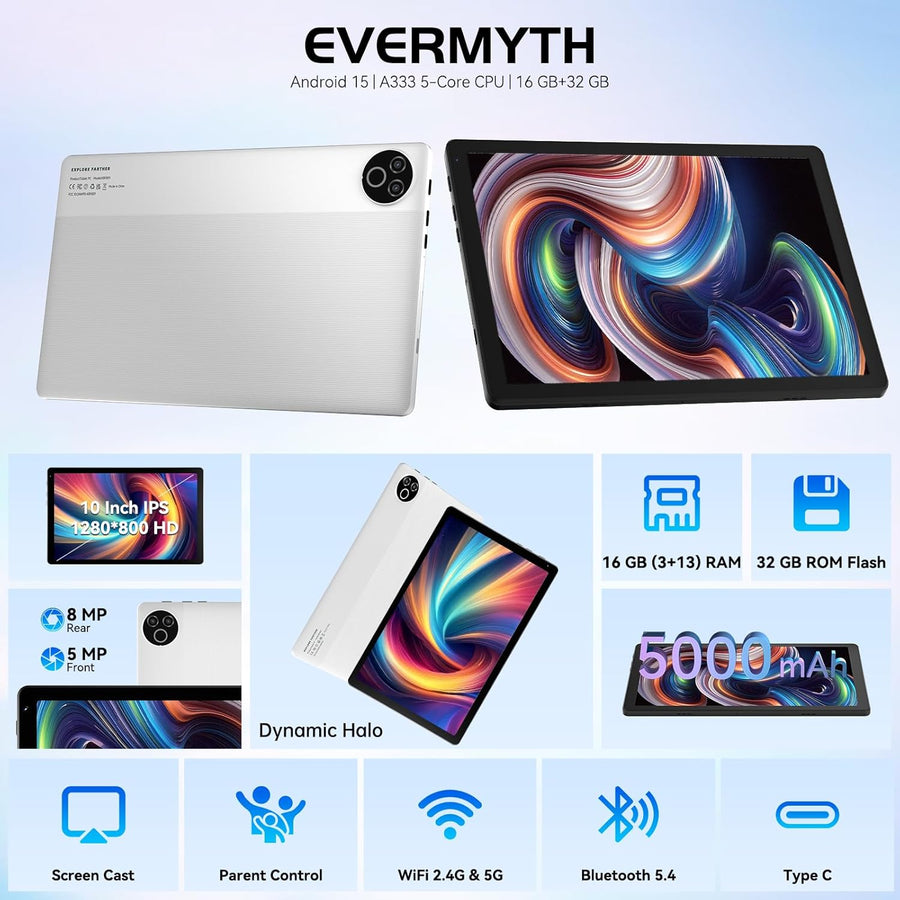 Tablet 10 pulgadas Android 15 OS GMS Tabletas certificadas PC 1.8 G...