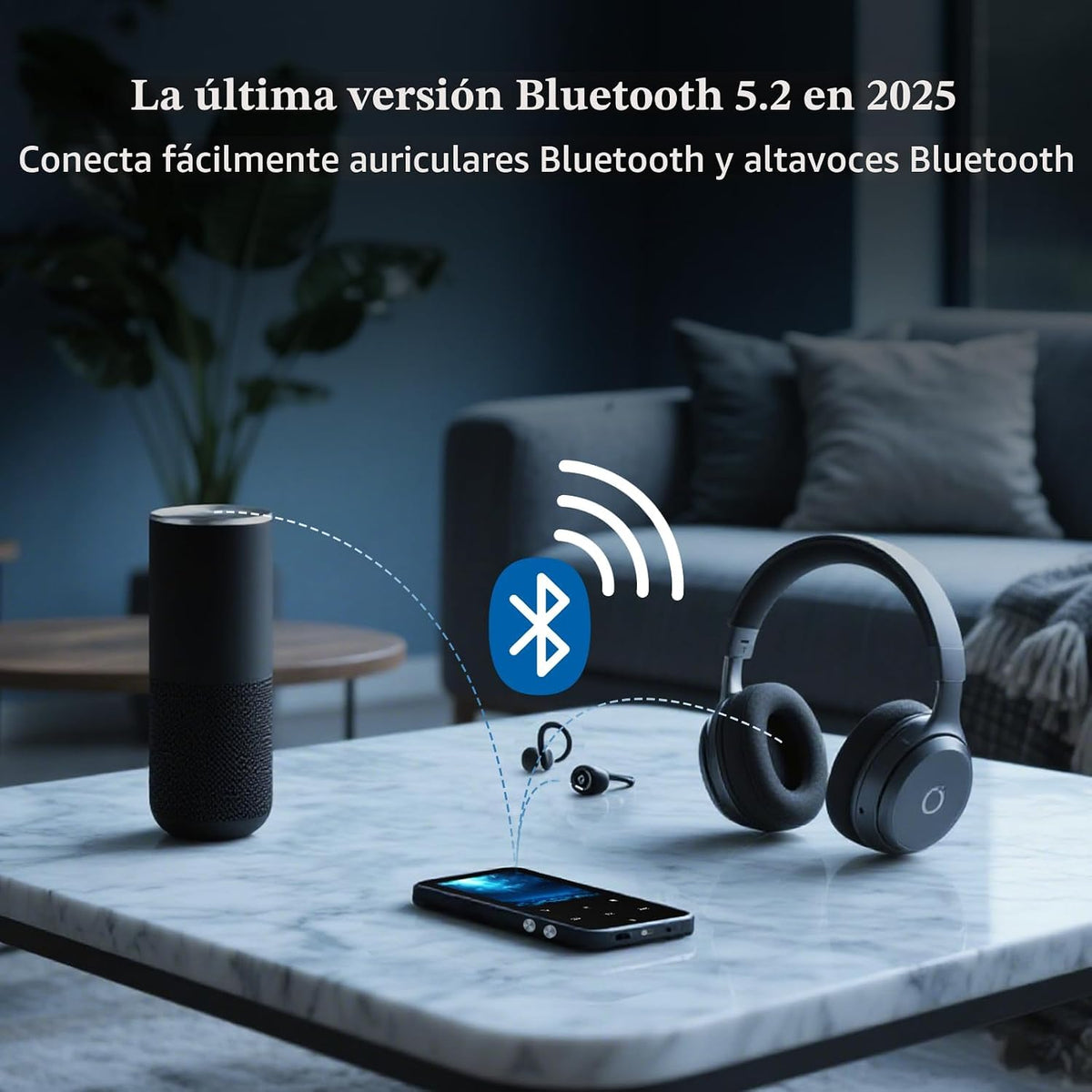Reproductor MP3 de 144 GB con Bluetooth 5.2, auriculares incluidos (negro)