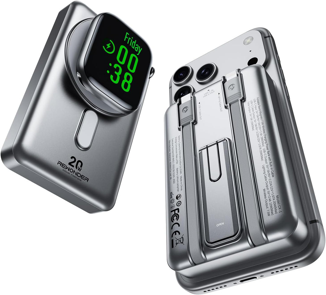 REWONDER Cargador portátil magnético, 10000 mAh PD 20 W, cargador p...