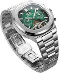 FORSINING Reloj mecánico automático para hombre, caja cuadrada clásica, esfera Tourbillon, multifuncional (fecha/semana/mes) reloj de pulsera casual de negocios con acero inoxidable Starp impermeable