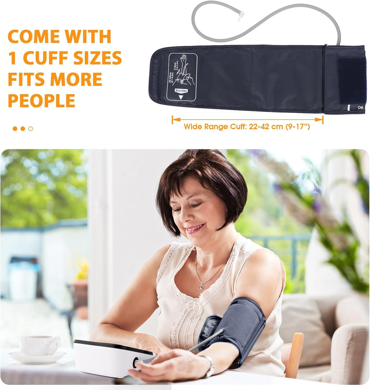 Máquina de presión arterial, monitor automático de presión arterial superior del brazo con lectura de 2 x 199, pantalla grande retroiluminada de 4.5 pulgadas, puño grande ajustable de 9 a 17 pulgadas, detector de arritmia e hipertensión en el hogar