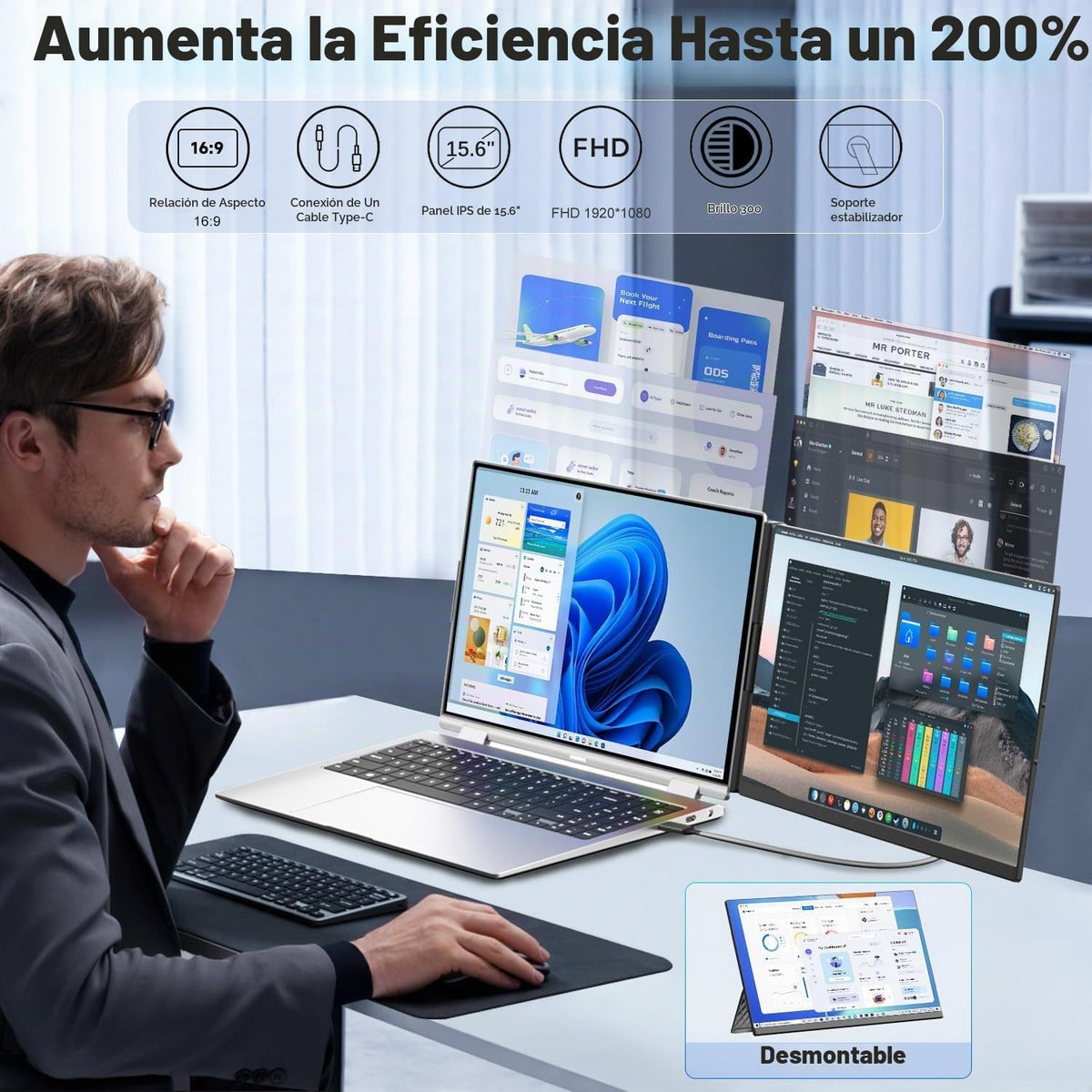 KEFEYA Extensor de pantalla para laptop, monitor portátil IPS FHD 1...