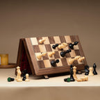 A&A Juego de mesa de ajedrez premium, tablero de ajedrez de madera de 15 pulgadas y piezas de ajedrez únicas de altura King de 3 pulgadas con 2 reinas adicionales, juego de ajedrez de viaje portátil para adultos y niños (nogal natural, 15 pulgadas)