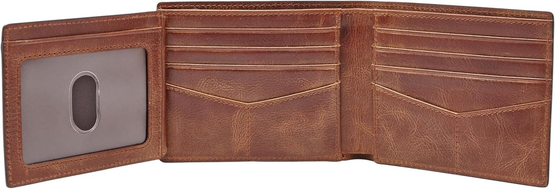 Cartera Fossil para hombre, de piel, plegable, con bloqueo RFID y v...