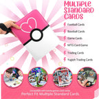Carpeta de tarjetas de 4 bolsillos, soporte para tarjetas intercambiables para 400 tarjetas con 50 fundas extraíbles, tarjeta de colección portátil, estuche de tarjetas de juego con cremallera para regalo, color rosa