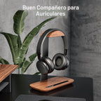 UPERGO Soporte para auriculares de nogal, soporte de auriculares de madera para escritorio, soporte universal para auriculares con base de almacenamiento para juegos, Airpod max, Bose, Razer