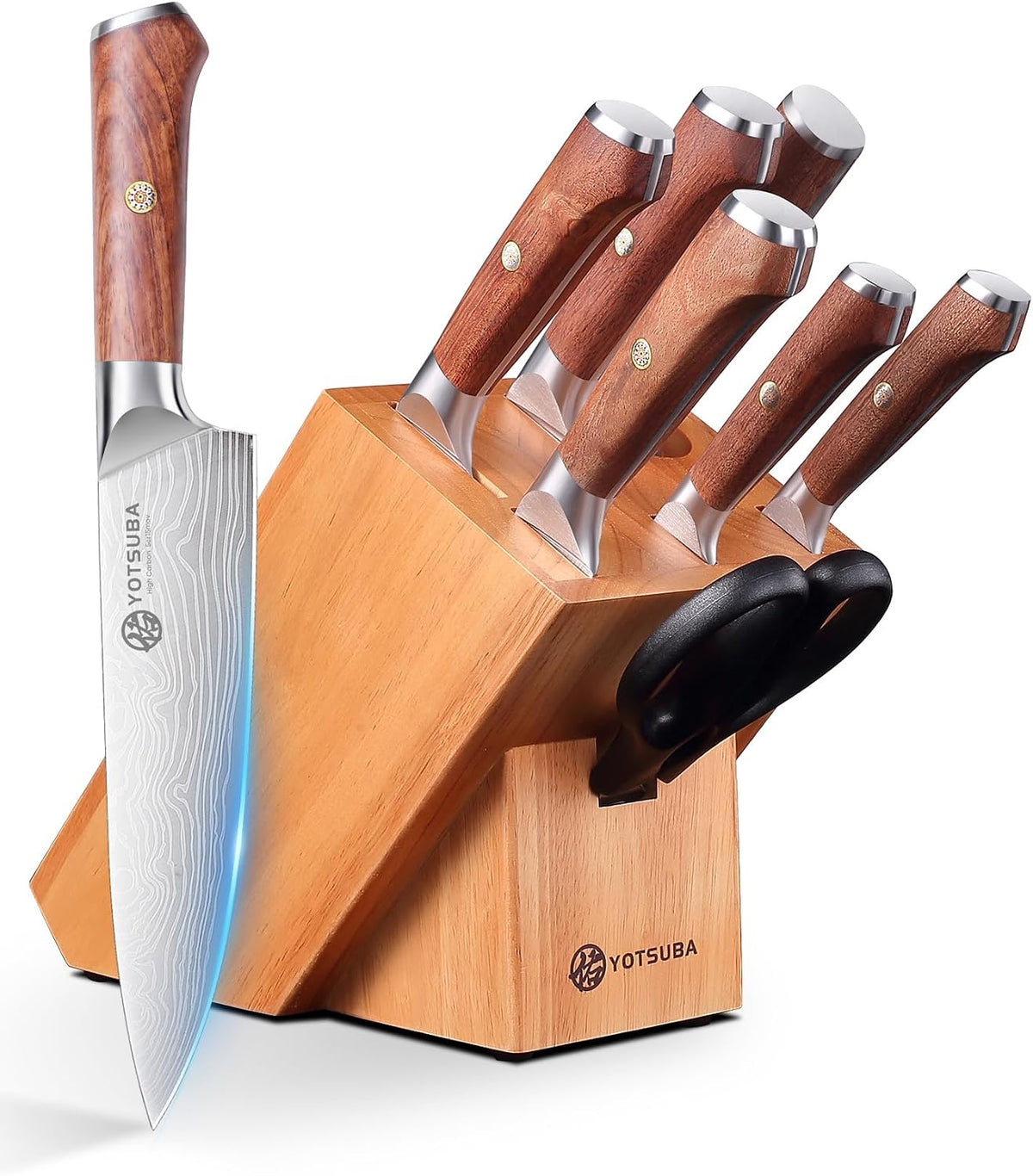 YOTSUBA Juego de cuchillos de cocina japoneses de 8 piezas con bloque