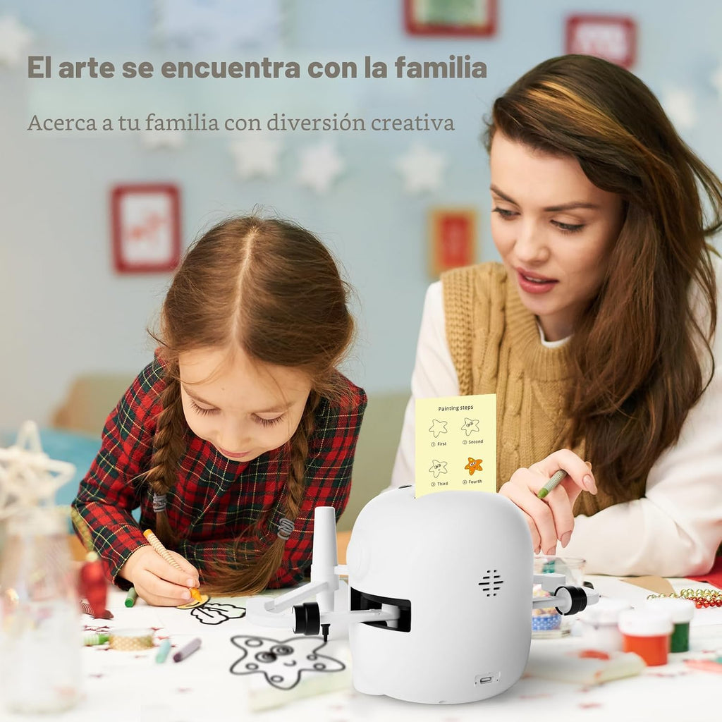 RIVGOT Robot de dibujo para niños con 150 tarjetas, máquina de dibujo educativo interactiva por voz, juguetes de aprendizaje de pintura Montessori para niños de 3, 4, 5, 6, 7, 8 años, fiesta de