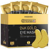 Maskiss - Parches para el contorno de ojos de oro 24 quilates, 50 p...