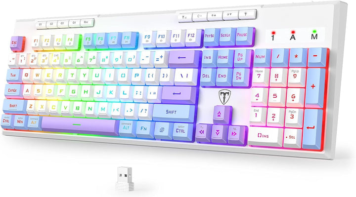 RisoPhy Teclado inalámbrico para juegos, triple modo BT5.0\/2.4GHz\...