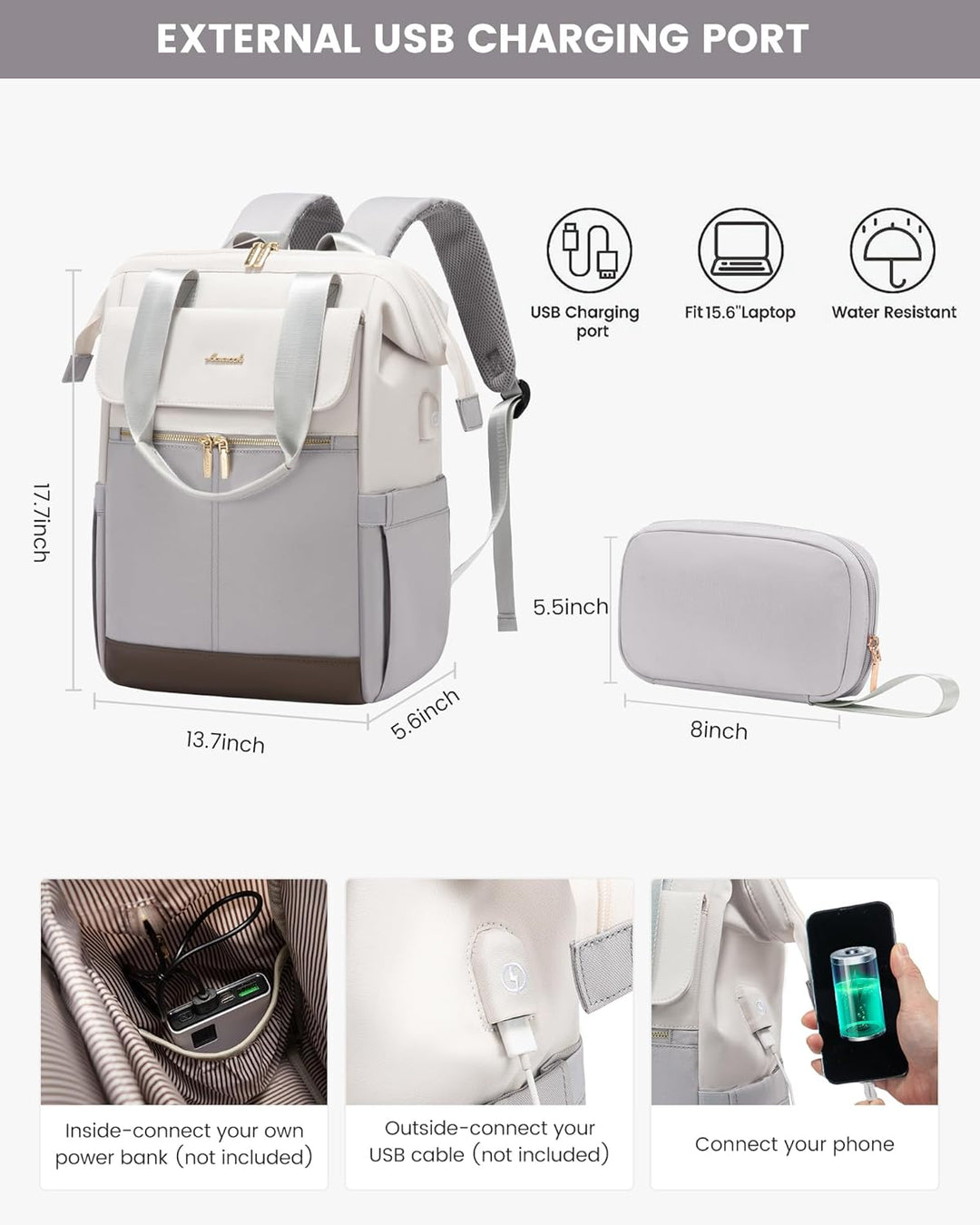LOVEVOOK Mochila para laptop para mujer, mochila de trabajo convert...